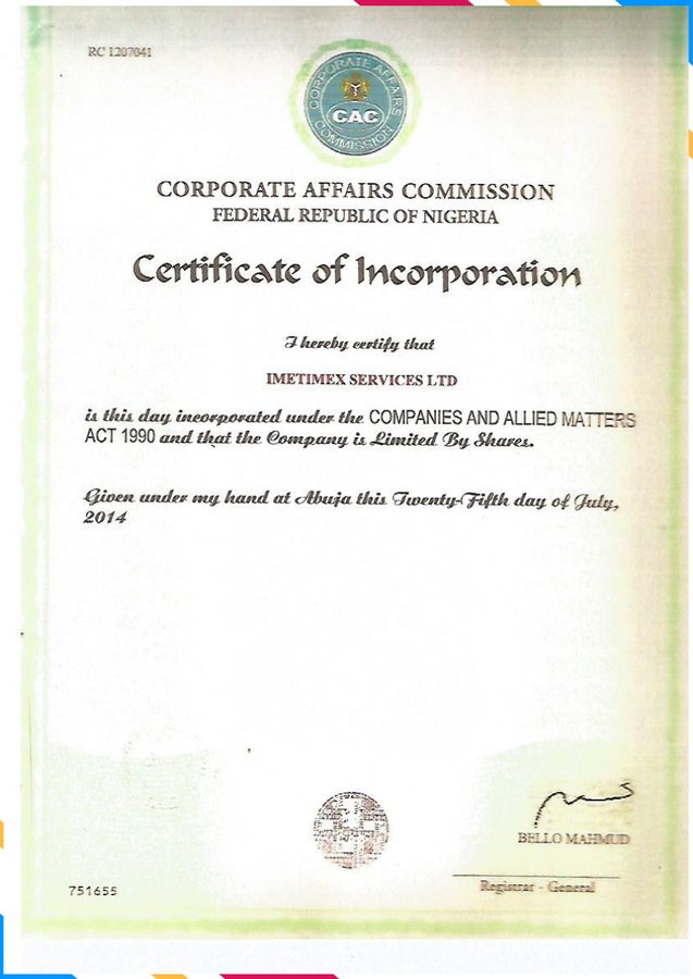 Certificate of Incorporation